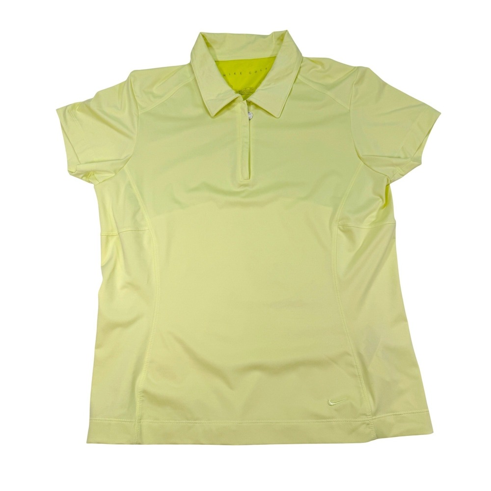 Nike Golf Polo Shirt Quarter Zip Women Small Yellow Dri Fit Stretch Athletic Top
